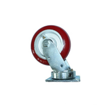 shuntong wholesale Factory hot wholeSale Zinc Plating Boltless Swivel Fork Industrial 6 Inch Red Pu Push Cart Caster Wheels heavy duty caster wheels